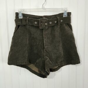 Altar'd State | Corduroy Belted Shorts Green Small